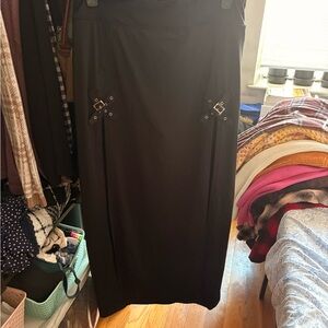Elegant Black Skirt with Buckle Accents